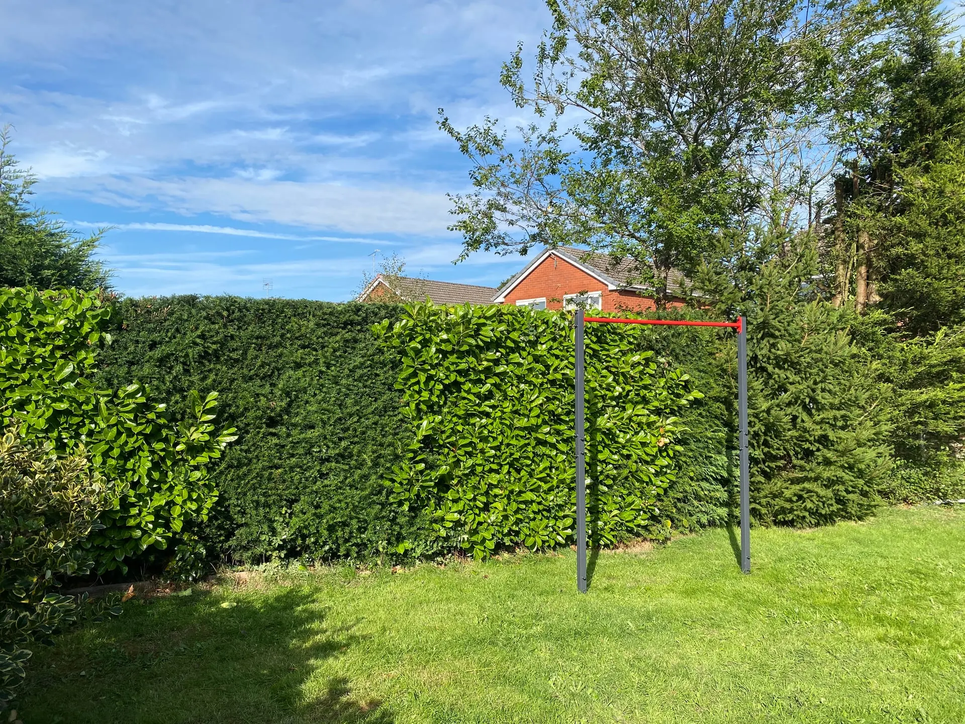 The finished boundary hedge with a neat, even side and top
